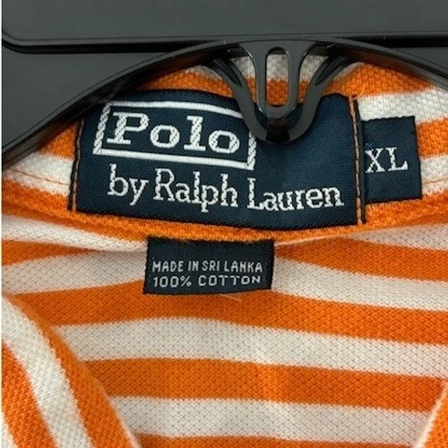 Polo Ralph Lauren Men's Size XL Orange Striped Short Sleeve Cotton Polo Shirt - Image 5