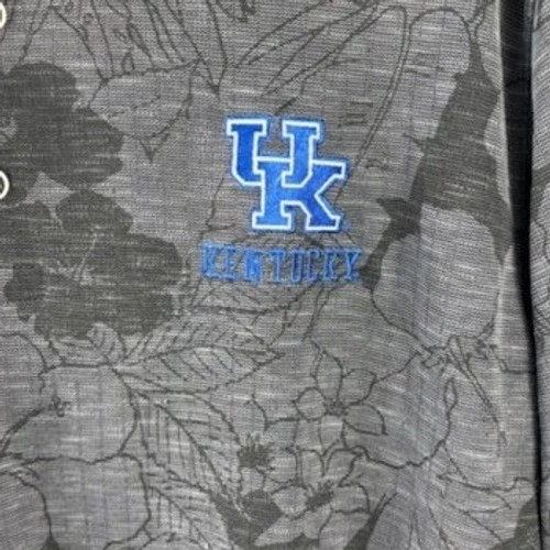 Tommy Bahama Kentucky Wildcats Men's Size XL Gray Hawaiian Polo Shirt Top - Image 3