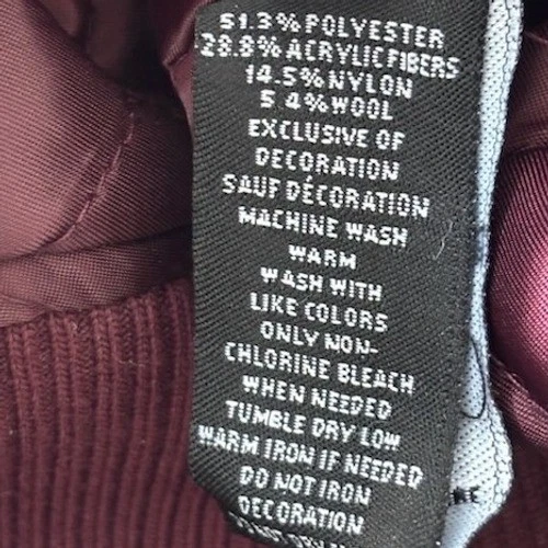 Pro Standard Detroit Tigers Men's Size Small Burgundy Wool Blend Varsity Jacket - Image 7