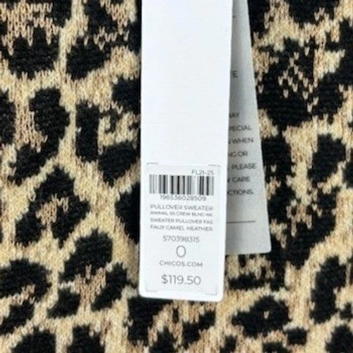 Chico's 0 Sweater Women's Size Small Leopard Animal Print Beaded Neck Zip Knit - Image 6