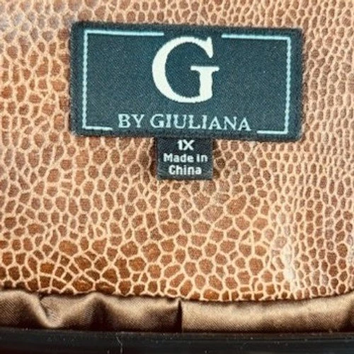 G by Giuliana Women's Size 1X Brown Black Faux Leather Light Moto Jacket Coat - Image 5