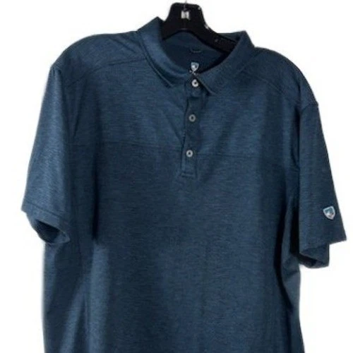 KUHL Men's Size XL Blue Heathered Short Sleeve Outdoor Polo Shirt Top - Image 2