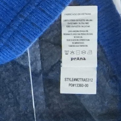 Prana Sweater Men's Size Large Blue Wool Blend Quarter Zip Shirt Top - Image 3