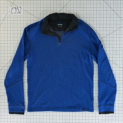 Prana Sweater Men's Size Large Blue Wool Blend Quarter Zip Shirt Top - Image 7