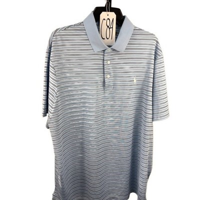 Polo Ralph Lauren Men's Size XL Blue Striped Performance Golf Polo Shirt - Image 7