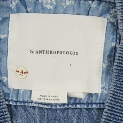 Anthropologie Bomber Jacket Women's Size Small Blue Soft Denim Snap Front Coat - Image 5