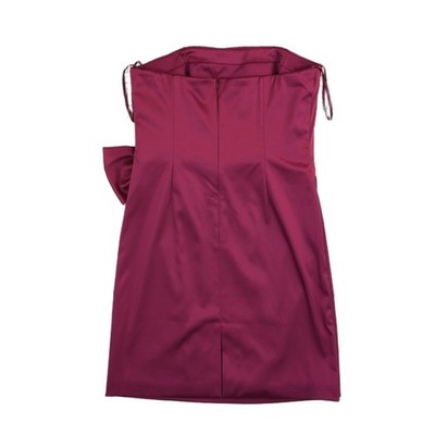 White House Black Market Dress Women's Size 12 Plum Satin Strapless Bow Cocktail - Image 3