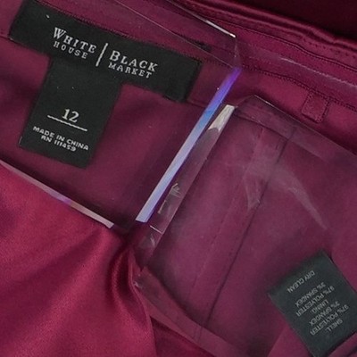 White House Black Market Dress Women's Size 12 Plum Satin Strapless Bow Cocktail - Image 4