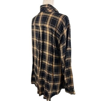 IMAN Plaid Button Down Shirt Embroidered Floral Long Sleeve Blouse Size 1X - Image 4