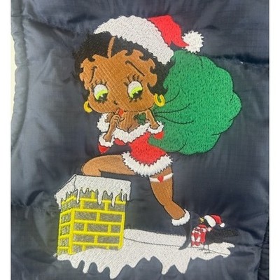 American Eagle Vest Black Betty Boop Christmas Holiday Performance Blue Large - Image 3