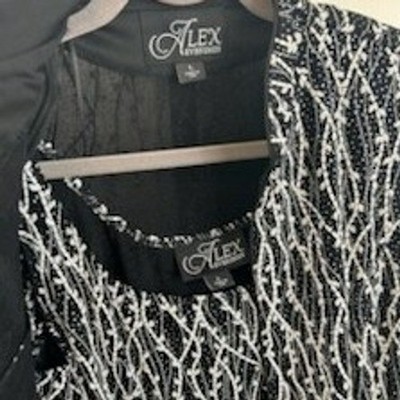 New Alex Evenings Women's Size Large Black White Twinset 2 Piece Jacket Top Set - Image 6
