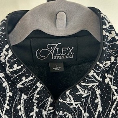 New Alex Evenings Women's Size Large Black White Twinset 2 Piece Jacket Top Set - Image 8