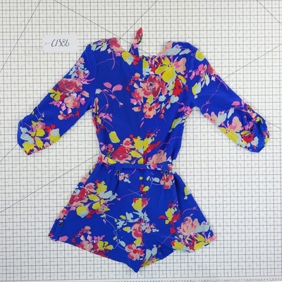 Yumi Kim 100% Silk Romper Women's Size XS Blue Floral Wrap Tie Waist - Image 6