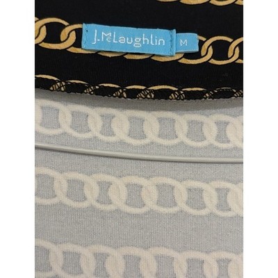 J.McLaughlin Black Gold Chain Print Faux Wrap Dress Size Medium - Image 4