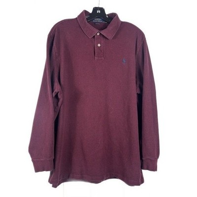 Polo Ralph Lauren Men's Size XXL Burgundy Classic Fit Long Sleeve Polo Shirt Top