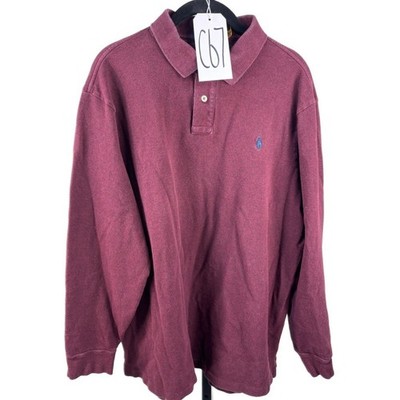 Polo Ralph Lauren Men's Size XXL Burgundy Classic Fit Long Sleeve Polo Shirt Top - Image 7
