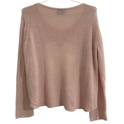 Wooden Ships Sweater Women's Size Medium Pink Heart V-Neck Sweater Valentine's - Image 2