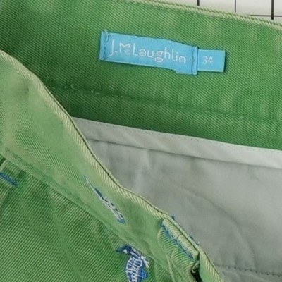 J McLaughlin Shorts Men's Size 34 Green Seahorse Embroidered Cotton - Image 4