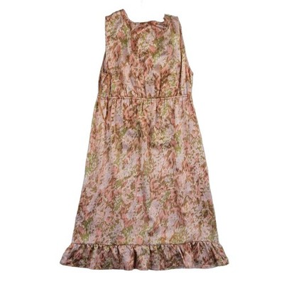 New Talbots Midi Dress Women's Size 10 Pink Green Abstract Ikat Ruffle Hem - Image 3