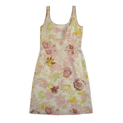 Ann Taylor Floral Sheath Dress Women's Size 10 Pink Yellow Cotton Kentucky Derby - Image 3