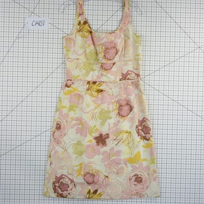 Ann Taylor Floral Sheath Dress Women's Size 10 Pink Yellow Cotton Kentucky Derby - Image 8