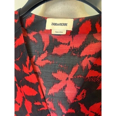 ZADIG & VOLTAIRE Rogers Red Black Crepe Tiered Mini Dress Women's Size Large - Image 7