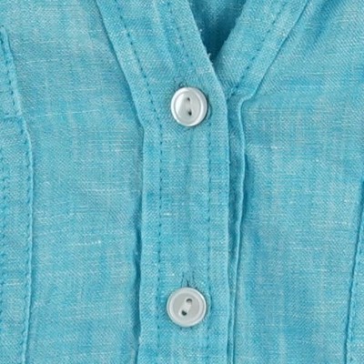 Talbots Tunic Top Women's Size Medium Blue Linen Roll Tab Sleeve Henley - Image 4