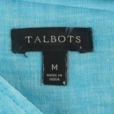 Talbots Tunic Top Women's Size Medium Blue Linen Roll Tab Sleeve Henley - Image 5