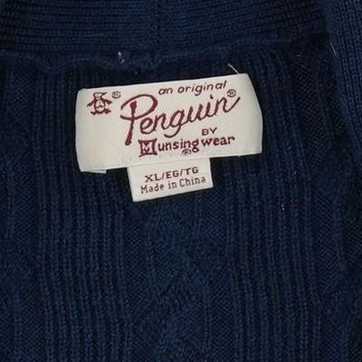 Penguin Munsingwear Sweater Men's Size XL Navy Cable Knit Shawl Collar Cardigan - Image 3
