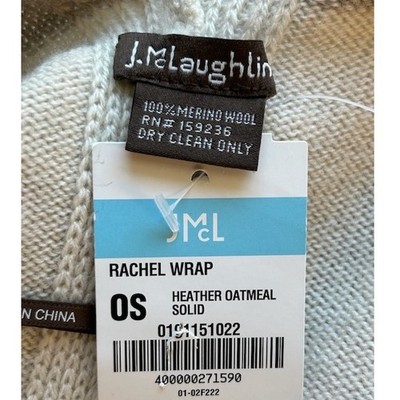 J.McLaughlin Rachel Wrap Heather Oatmeal Merino Wool Open Cardigan One Size $288 - Image 5
