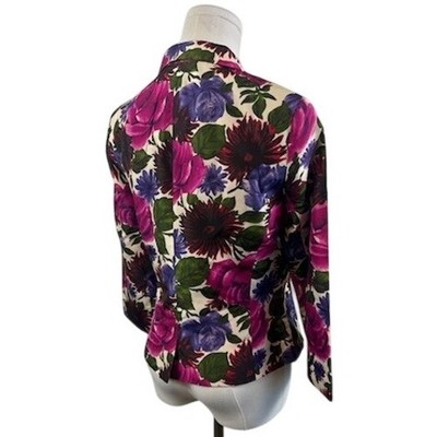 Tibi Y2K Floral Print 100% Silk Blazer Jacket Pink Purple Career Party Small - Image 3