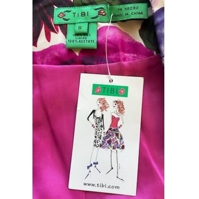 Tibi Y2K Floral Print 100% Silk Blazer Jacket Pink Purple Career Party Small - Image 5
