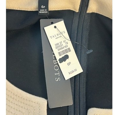 New Talbots Black Sheath Dress Beige Trim Career Party Style Size 6P Petite $129 - Image 4