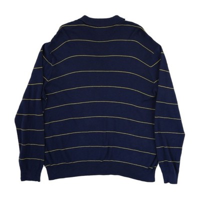 Polo Golf Ralph Lauren Sweater Men Size XL Navy Yellow Striped 100% Cotton Knit - Image 2