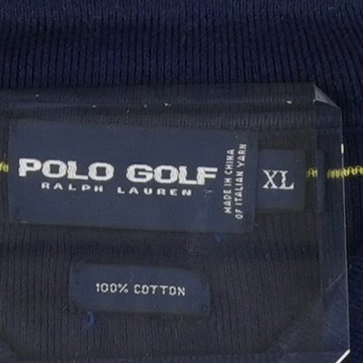 Polo Golf Ralph Lauren Sweater Men Size XL Navy Yellow Striped 100% Cotton Knit - Image 3