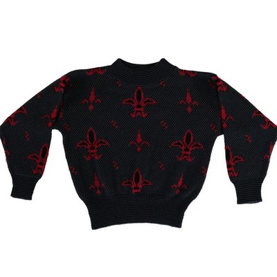 Vintage Jason Maxwell Sweater Women's Size XL Black Red Fleur De Lis - Image 2