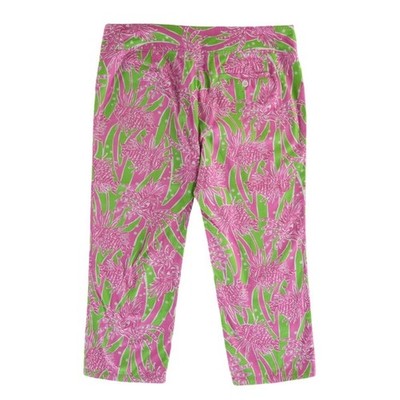 Lilly Pulitzer Cropped Pants Women's Size 14 Pink Green Lionfish Pedal Ankle - Image 2