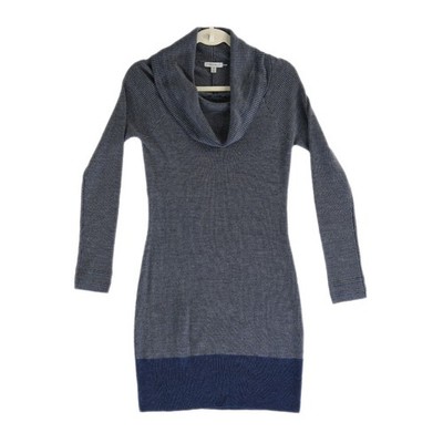 Toad&Co Women Size XS Blue Colorblock Merino Wool Cowl Neck Sweater Dress - Image 2
