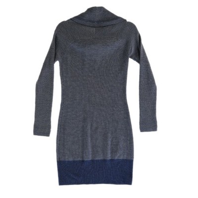Toad&Co Women Size XS Blue Colorblock Merino Wool Cowl Neck Sweater Dress - Image 3