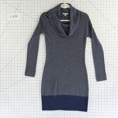 Toad&Co Women Size XS Blue Colorblock Merino Wool Cowl Neck Sweater Dress - Image 6