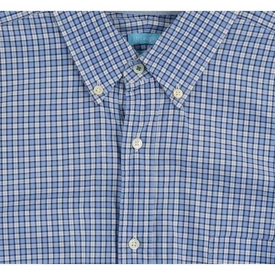J McLaughlin Button Down Shirt Men's Size XL Blue Check Plaid Fit 100% Cotton - Image 3