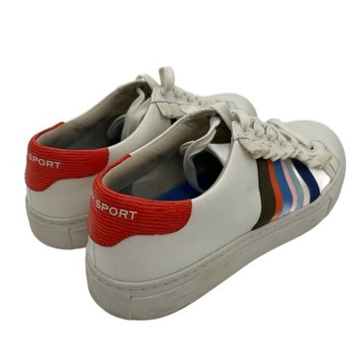 Tory Burch Sport Women's Size 7M White Leather Ruffle Stripe Tennis Sneakers - Image 2