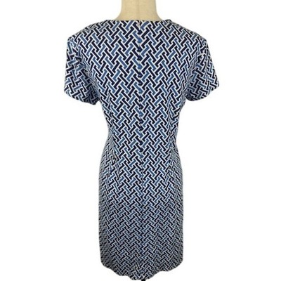 J.McLaughlin Dress Women's Size XL Geometric Print Blue White Career Casual - Image 3