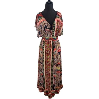 NWOT Harper Paisley Maxi Dress Bohemian V-Neck Flowy Party Dress Size Medium - Image 2