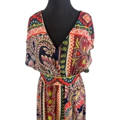 NWOT Harper Paisley Maxi Dress Bohemian V-Neck Flowy Party Dress Size Medium - Image 3