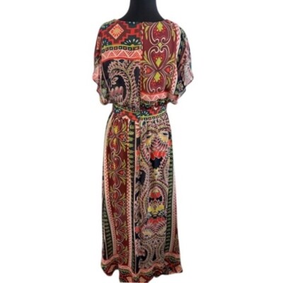 NWOT Harper Paisley Maxi Dress Bohemian V-Neck Flowy Party Dress Size Medium - Image 4
