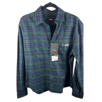EGONlab. Mens Office Shirt Tartan Plaid Green Blue Long Sleeve Size XL $305