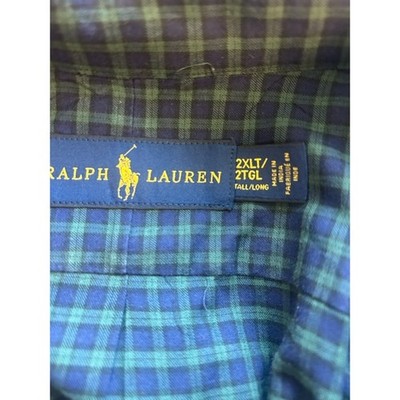 Ralph Lauren Mens Green Blue Plaid Long Sleeve Button Down Shirt Size 2XLT - Image 4