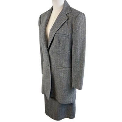 Vintage M.P.M. Originals Gray Tweed Wool Skirt Suit Set Blazer Women's Size 12 - Image 3