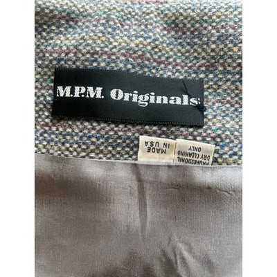 Vintage M.P.M. Originals Gray Tweed Wool Skirt Suit Set Blazer Women's Size 12 - Image 5